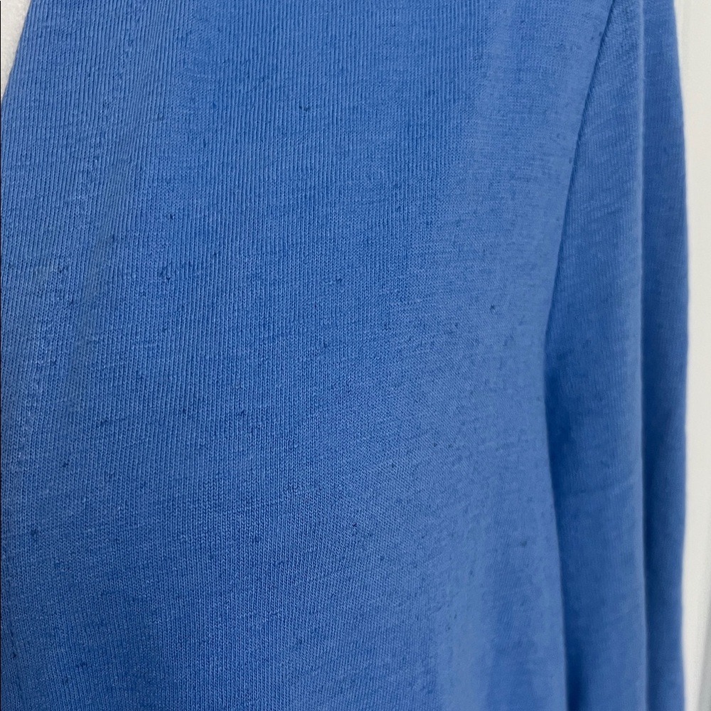 Talbots Blue Linen Blend Cardigan Lightweight Open Front Layer Classic Coastal - Picture 4 of 10